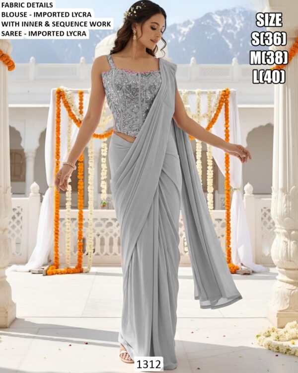 Keep Ahead In Style And Design With This Exotic Hand Worked Ready To Wear Sarees