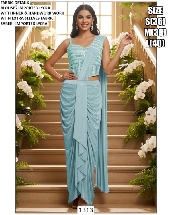 Slip Into Elegance With This Ready To Wear Saree, Pre-Stitched And Paired With A Blouse