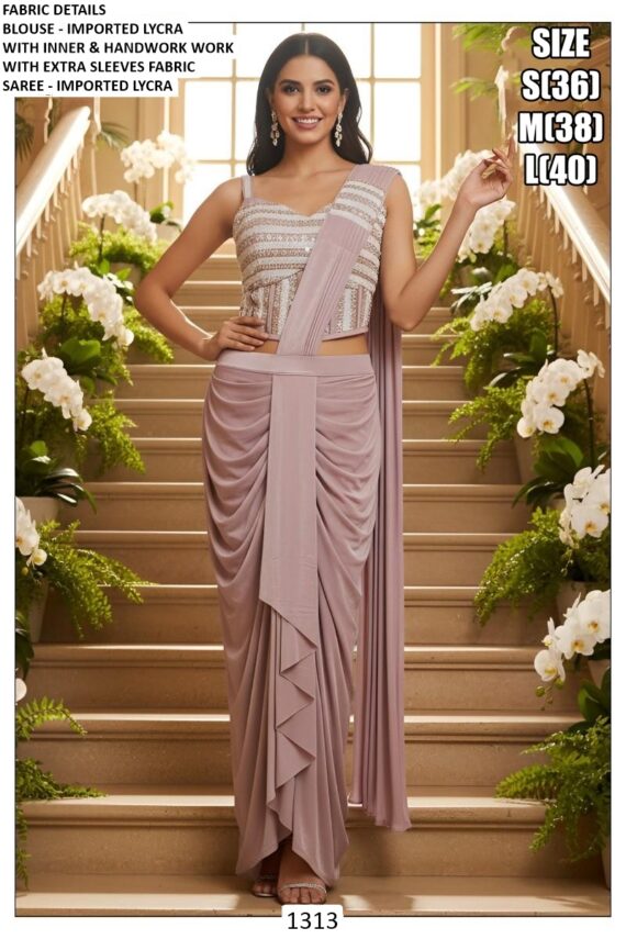 Slip Into Elegance With This Ready To Wear Saree, Pre-Stitched And Paired With A Blouse