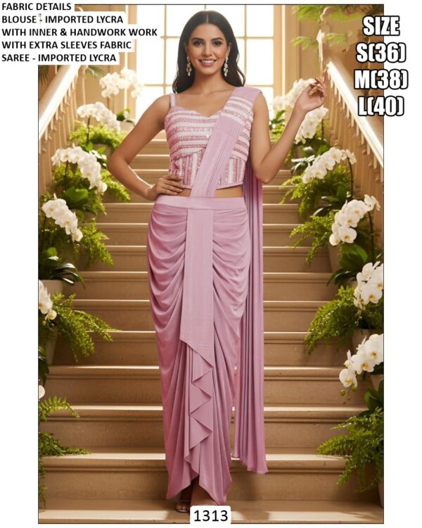 Slip Into Elegance With This Ready To Wear Saree, Pre-Stitched And Paired With A Blouse