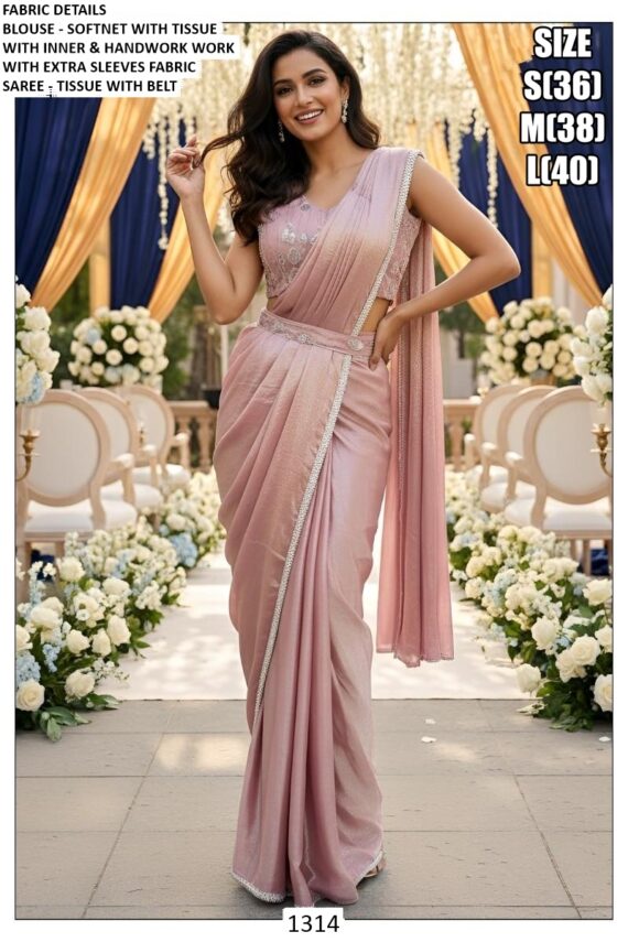 Slip Into Elegance With This Ready To Wear Saree, Pre-Stitched And Paired With A Blouse