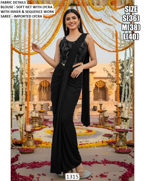 Unveiling Our Latest Collection : A Ready To Wear Elegant Party Saree With Blouse!