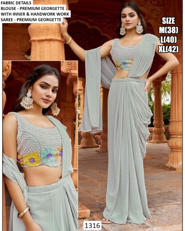 Unveiling Our Latest Collection : A Ready To Wear Elegant Party Saree With Blouse!