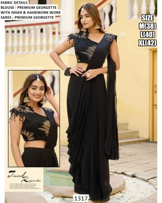 Unveiling Our Latest Collection : A Ready To Wear Elegant Party Saree With Blouse!