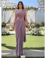 Shop Our Collection Of Plain Imported Lycra Ready To Wear Saree With Heavy Designer Blouse