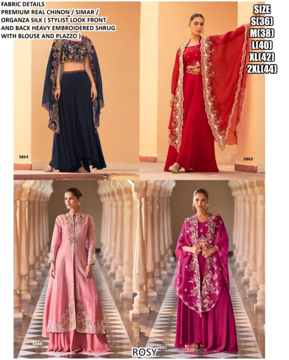 Heavy Embroidery Work Western Style Wedding Wear Indo-Western Readymade Suits Catalogue