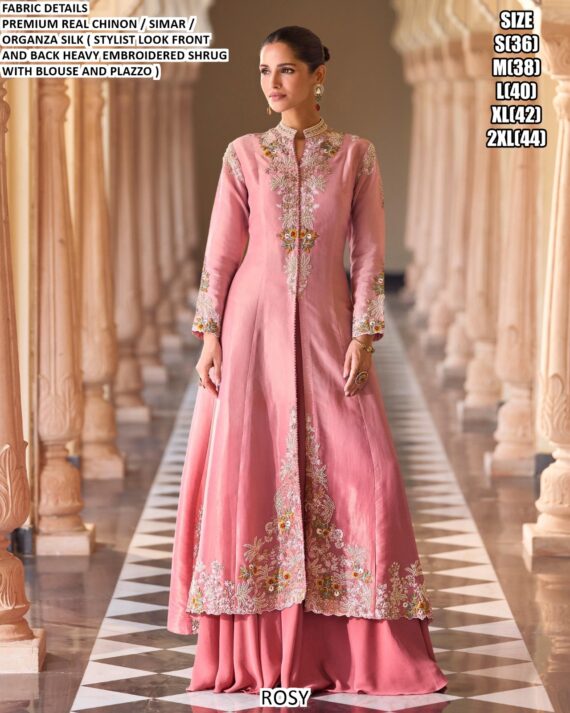 Heavy Embroidery Work Western Style Wedding Wear Indo-Western Readymade Suits Catalogue