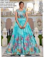 Functions Wear Digital Printed Pure Muslin Gown Available In Marvellous Designs And Colours!!