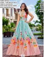 Functions Wear Digital Printed Pure Muslin Gown Available In Marvellous Designs And Colours!!