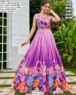 Functions Wear Digital Printed Pure Muslin Gown Available In Marvellous Designs And Colours!!