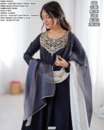 Most Trending Black Colour Party Wear Soft French Crepe Designer Gown Style Anarkali Suit