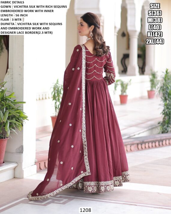 Launching This Vichitra Silk Readymade Gown With Designer Dupatta For Weddings