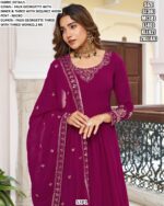 Faux Georgette Ready To Wear Embroidered Gown With Dupatta In Two Charming Colours!!