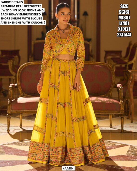 Readymade Georgette Modern Stylish Wedding Look Lehenga Style Indo-Western Dress