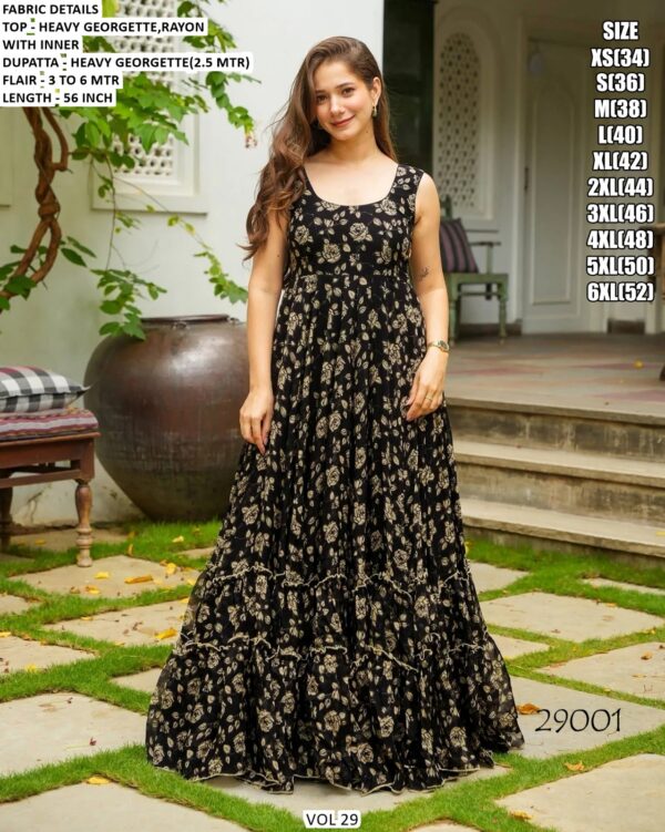 Vol 29 Rayon Digital Printed Heavy Flared Anarkali Style Fully-Stitched Gown Dupatta Pairs