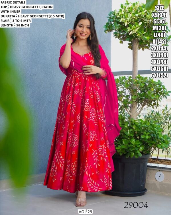 Vol 29 Rayon Digital Printed Heavy Flared Anarkali Style Fully-Stitched Gown Dupatta Pairs