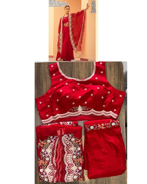 Heavy Embroidery Work Western Style Wedding Wear Indo-Western Readymade Suits Catalogue