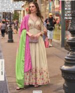 Embroidered Designer Simar Silk Heavy Party Look Gown With Dupatta For Womens