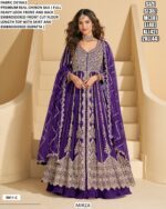 Premium Real Chinon Silk Embroidered Gown With Skirt And Dupatta (Indo-Western Dresses)