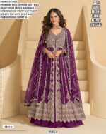 Premium Real Chinon Silk Embroidered Gown With Skirt And Dupatta (Indo-Western Dresses)
