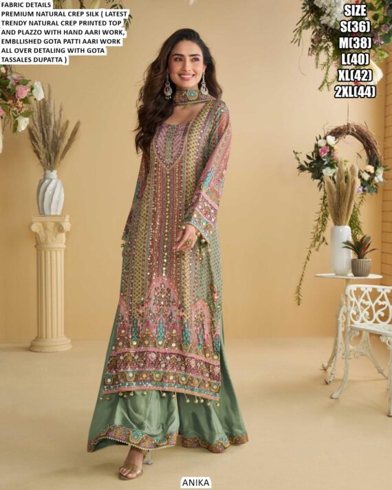Buy Wedding Wear Natural Crepe Silk Ethnic Designer Readymade Salwar Kameez Suits