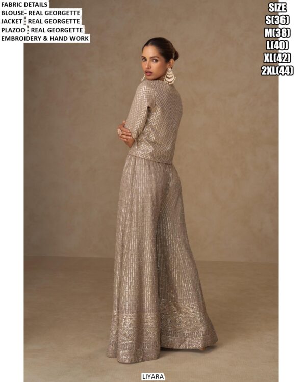 Real Georgette Heavy Work Party Wear Three-Piece Latest Indo-Western Collection