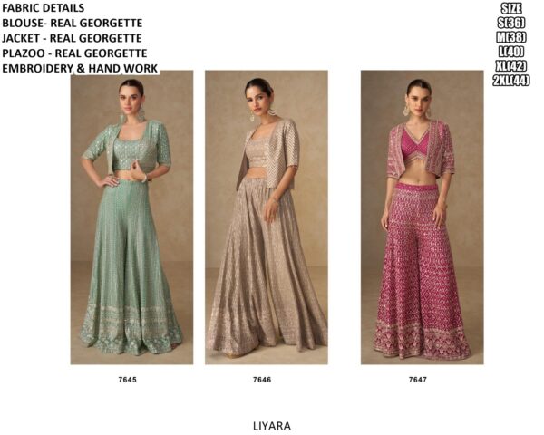 Real Georgette Heavy Work Party Wear Three-Piece Latest Indo-Western Collection