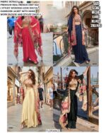 Florance Crepe Silk Western Wear Collection (Hand Work Blouse, Stylish Dhoti Skirt And Long Jacket)