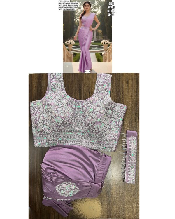 Keep Ahead In Style And Design With This Exotic Hand Worked Ready To Wear Sarees