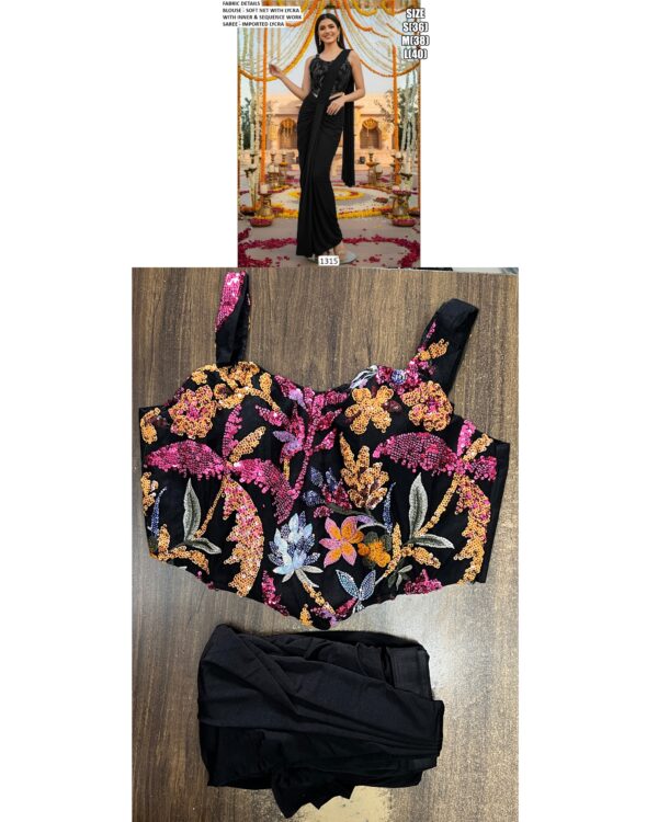 Unveiling Our Latest Collection : A Ready To Wear Elegant Party Saree With Blouse!