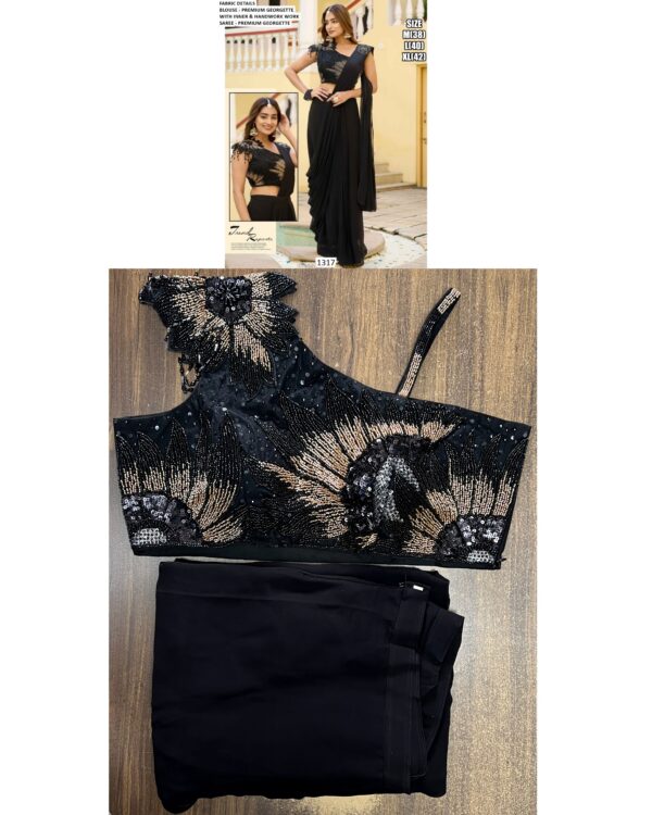 Unveiling Our Latest Collection : A Ready To Wear Elegant Party Saree With Blouse!