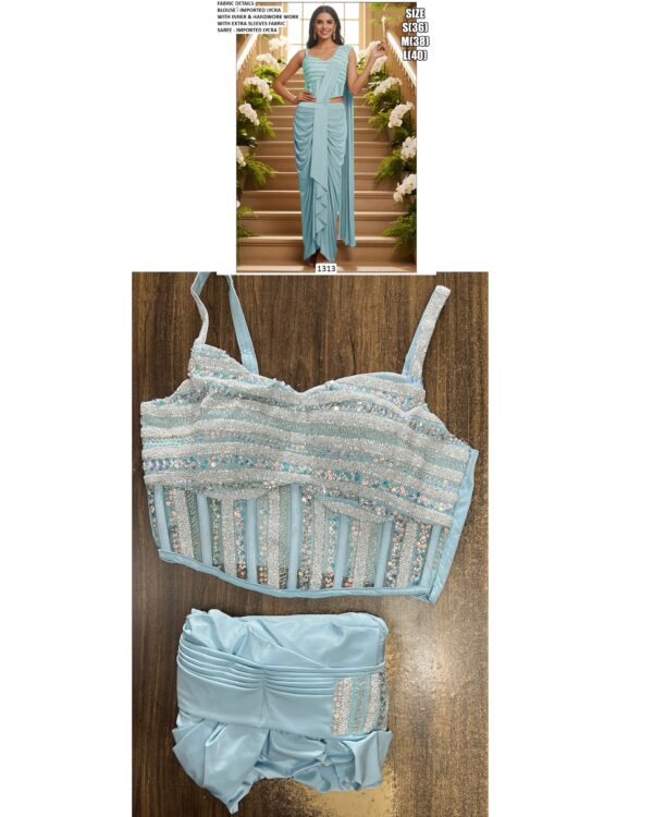 Slip Into Elegance With This Ready To Wear Saree, Pre-Stitched And Paired With A Blouse