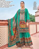 Wedding Ready To Wear Crepe Silk Sharara Suits With Exclusive Digital Print And Original Mirror Work