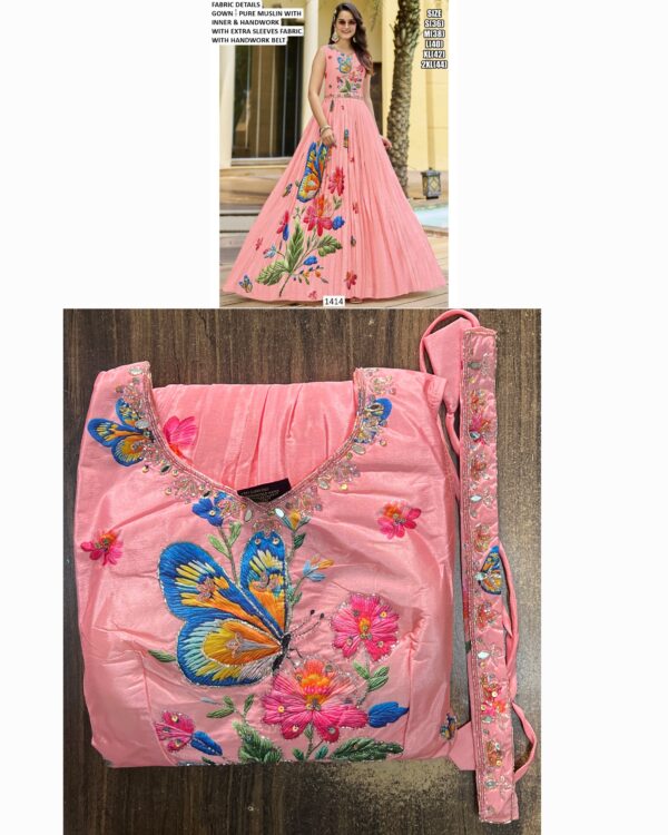 Functions Wear Digital Printed Pure Muslin Gown Available In Marvellous Designs And Colours!!