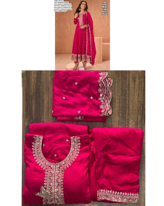 Shop Fully Stitched Embroidered Premium Chinon Salwar Suits In Three Trending Colours!