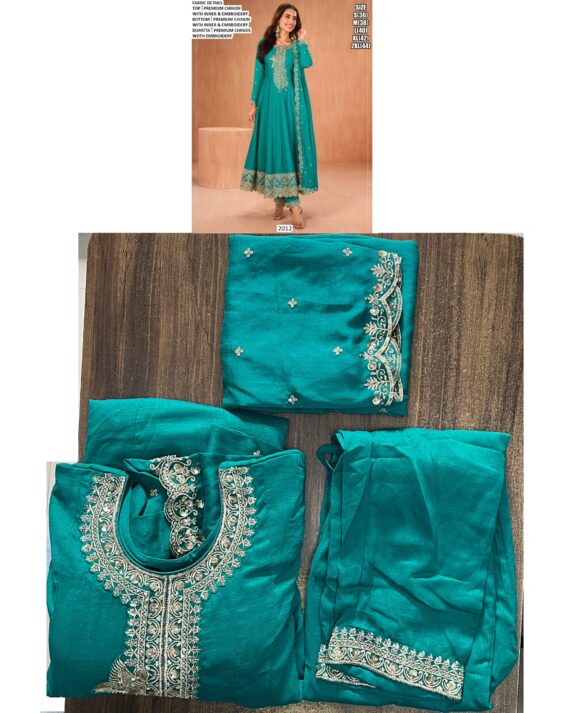 Shop Fully Stitched Embroidered Premium Chinon Salwar Suits In Three Trending Colours!