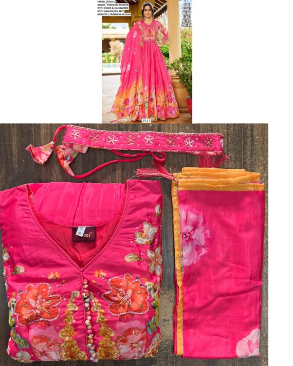 Authentic Styles With Premium Quality Designer Readymade Gown With Dupatta For Womens