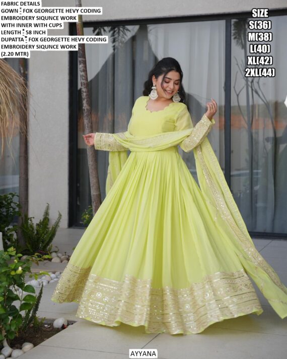 Ravishing Faux Georgette Anarkali Huge Flair Ready To Wear Gown With Designer Dupatta