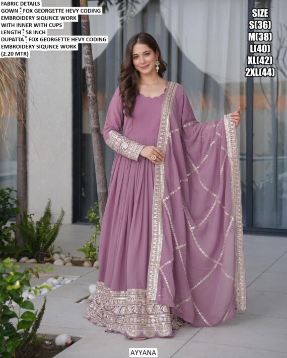 Ravishing Faux Georgette Anarkali Huge Flair Ready To Wear Gown With Designer Dupatta