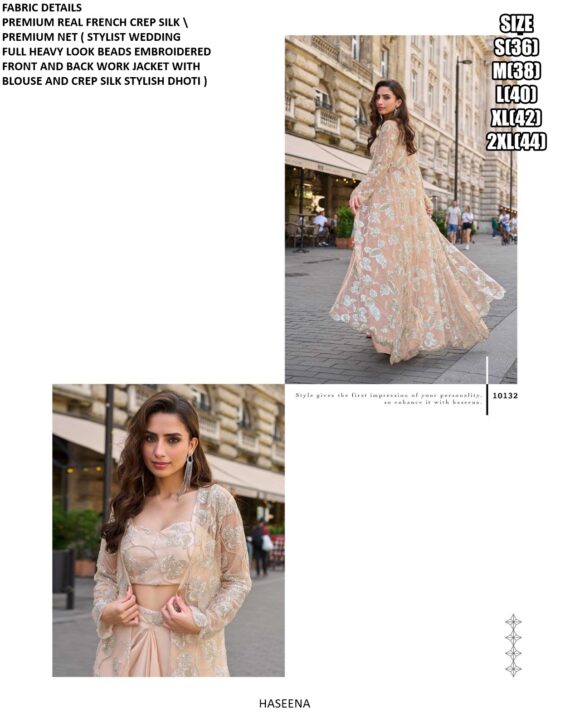 French Crepe Silk Stylish Designer Wedding Wear Indo-Westerns (Blouse Dhoti And Jacket Full Catalogue)