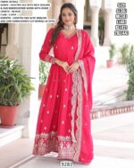 Wedding Wear This Zari Embroidery Work Gown Set Beautifully Crafted From Vichitra Silk