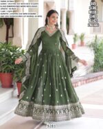 Wedding Wear This Zari Embroidery Work Gown Set Beautifully Crafted From Vichitra Silk