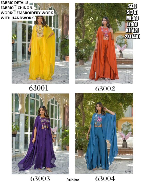 Chinon Embroidery With Handwork Two-Piece Readymade Indo-Western Sets For Women