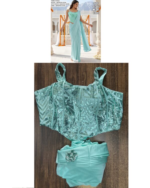 Keep Ahead In Style And Design With This Exotic Hand Worked Ready To Wear Sarees