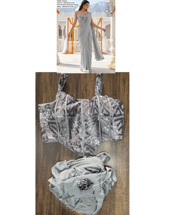 Keep Ahead In Style And Design With This Exotic Hand Worked Ready To Wear Sarees