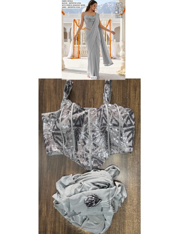 Keep Ahead In Style And Design With This Exotic Hand Worked Ready To Wear Sarees