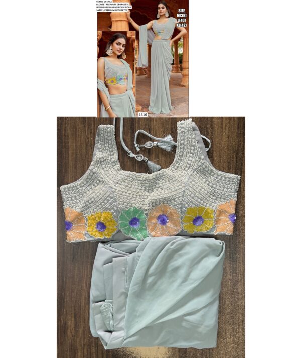 Unveiling Our Latest Collection : A Ready To Wear Elegant Party Saree With Blouse!