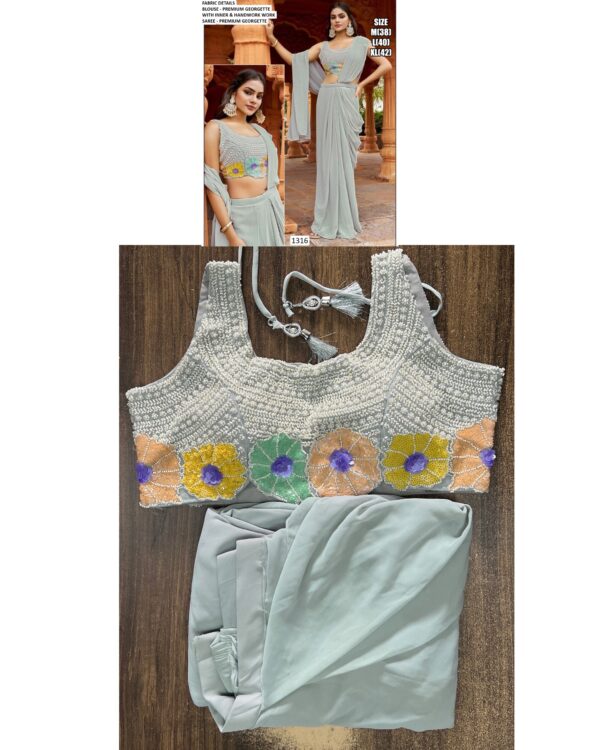 Unveiling Our Latest Collection : A Ready To Wear Elegant Party Saree With Blouse!