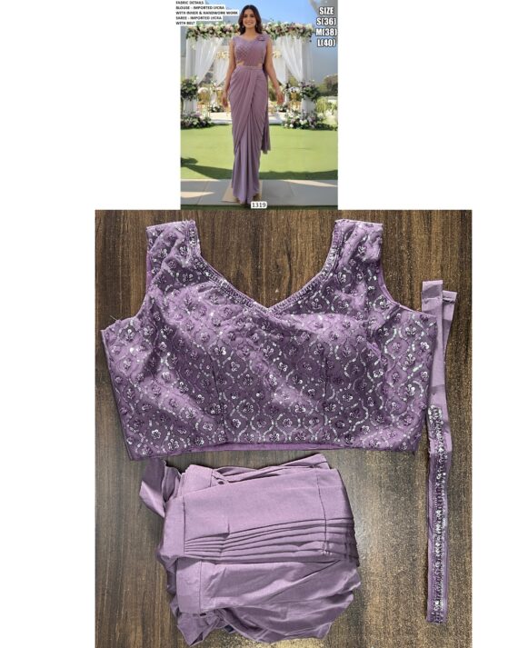 Shop Our Collection Of Plain Imported Lycra Ready To Wear Saree With Heavy Designer Blouse