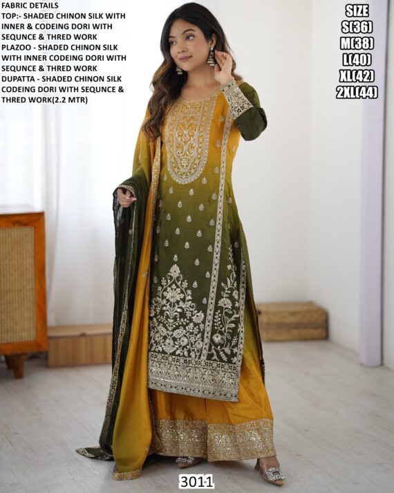 Double Shaded Full-Stitched Heavy Designer Chinon Silk Pakistani Salwar Kameez Suits